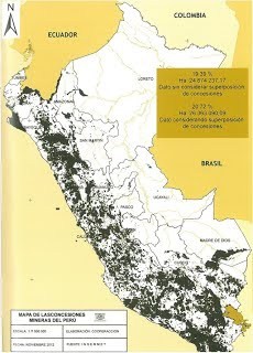 kaart mijnen in Peru